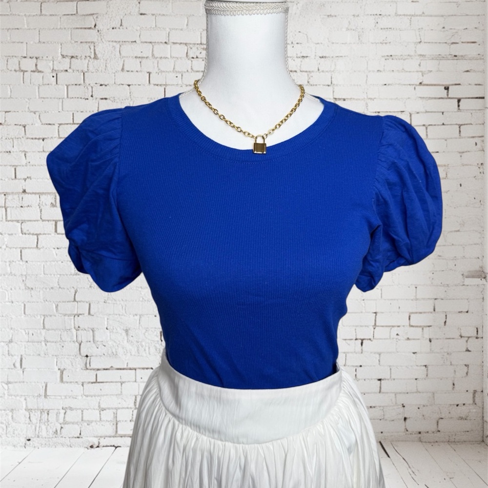 Vince Camuto Royal Blue Puff Sleeve Tee